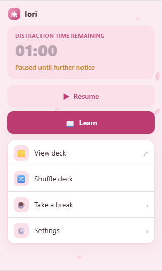 Iori: extension menu